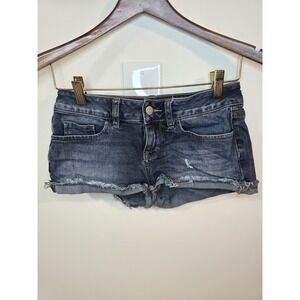 Victoria's Secret PINK Distressed Denim Jean‎ Shortie Shorts Size 2 Y2K Style